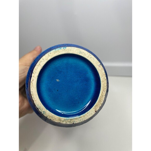 Vtg Bitossi Rimini Blue Planter Cachepot Paisley Rosenthal Netter Aldo Londi - Picture 6 of 10